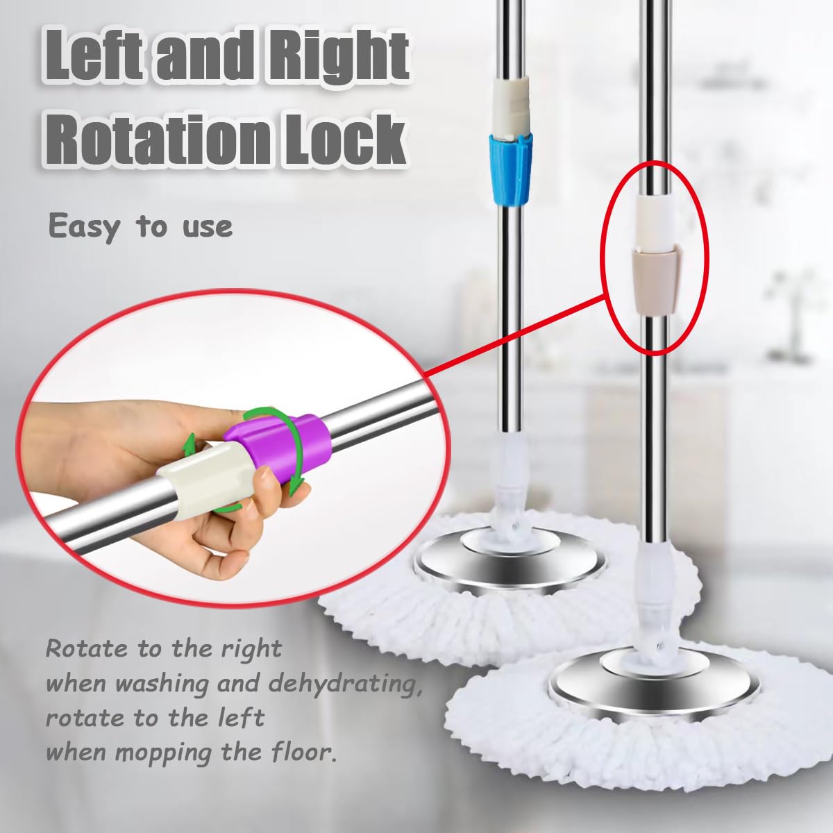 Extended Spin Mop Replacement Handle