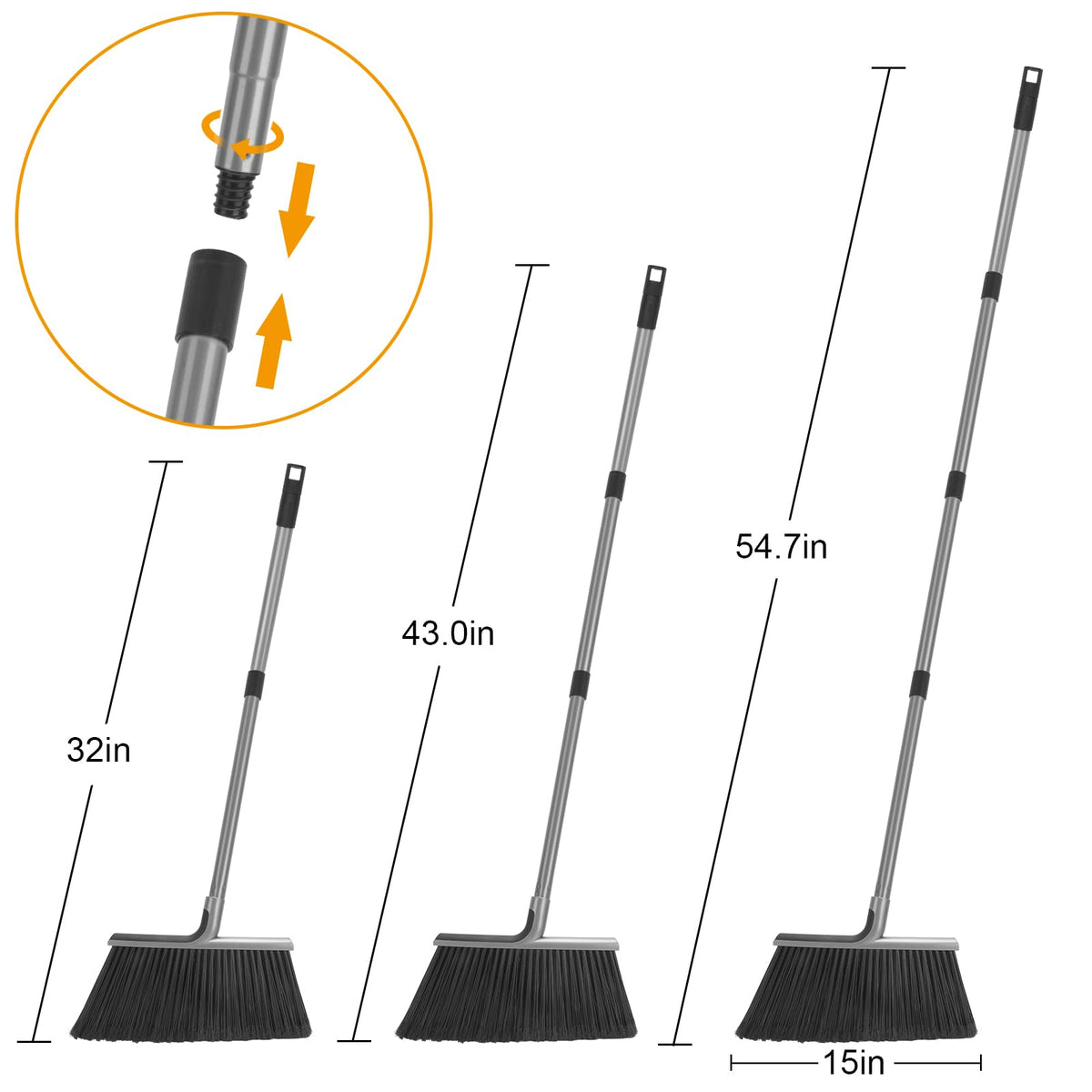4 Packs Outdoor Broom Heavy Duty with 55" Long Handle