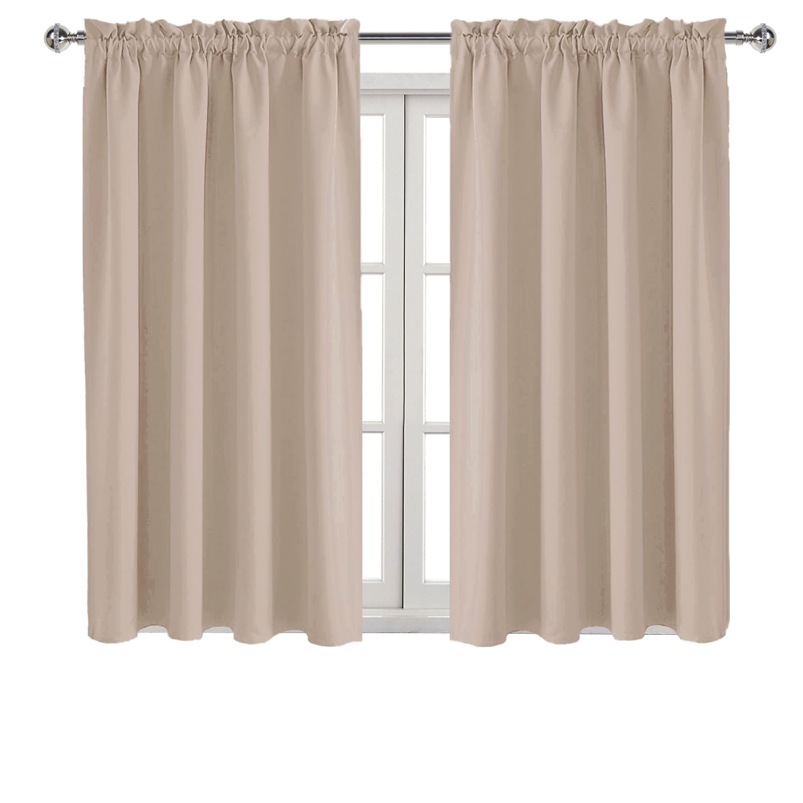 Blackout Curtains for Bedroom Living Room 52 x 54 Inch Long Camel (2 Count)