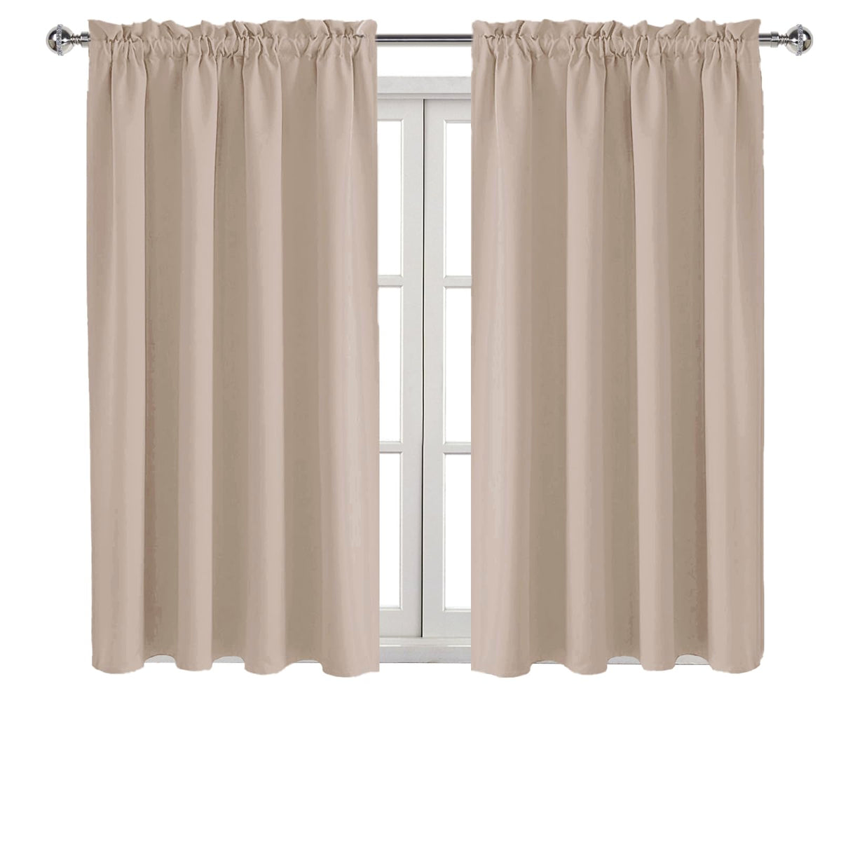 Blackout Curtains for Bedroom Living Room 52 x 45 Inch Long Camel (2 Count)