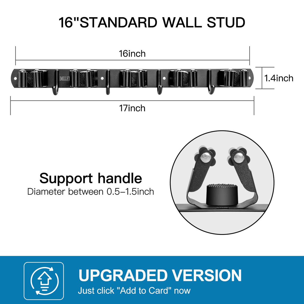 2 Pack Broom Holder Wall Mount (2 Count)