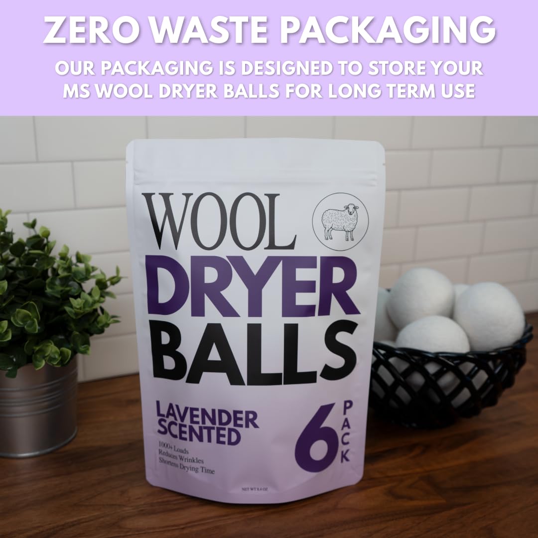 Lavender Scented Wool Dryer Balls (6 Count)