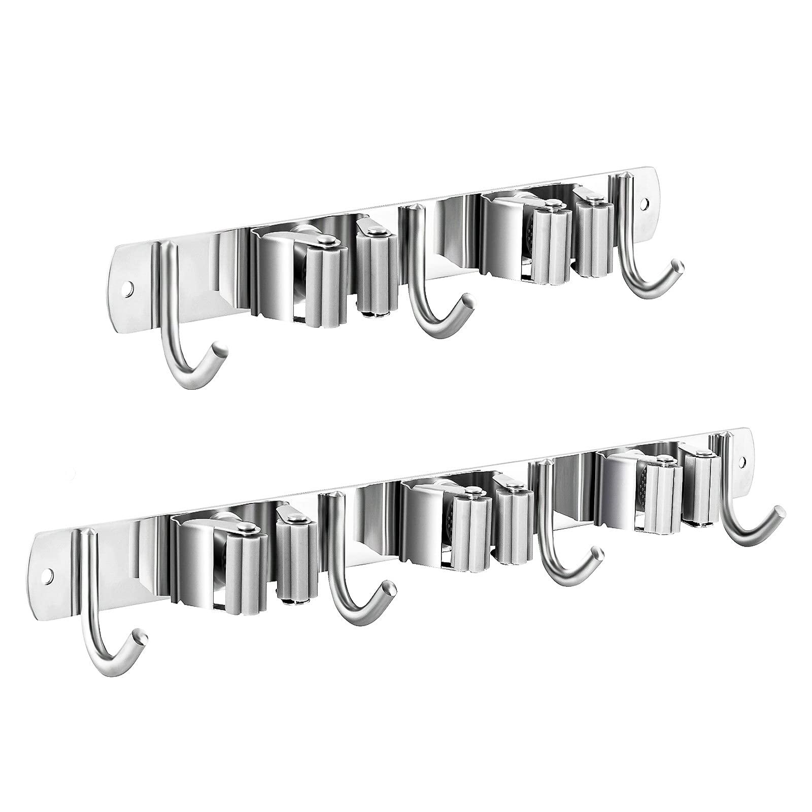 2 Pcs Mop Broom Holder Wall Mounted