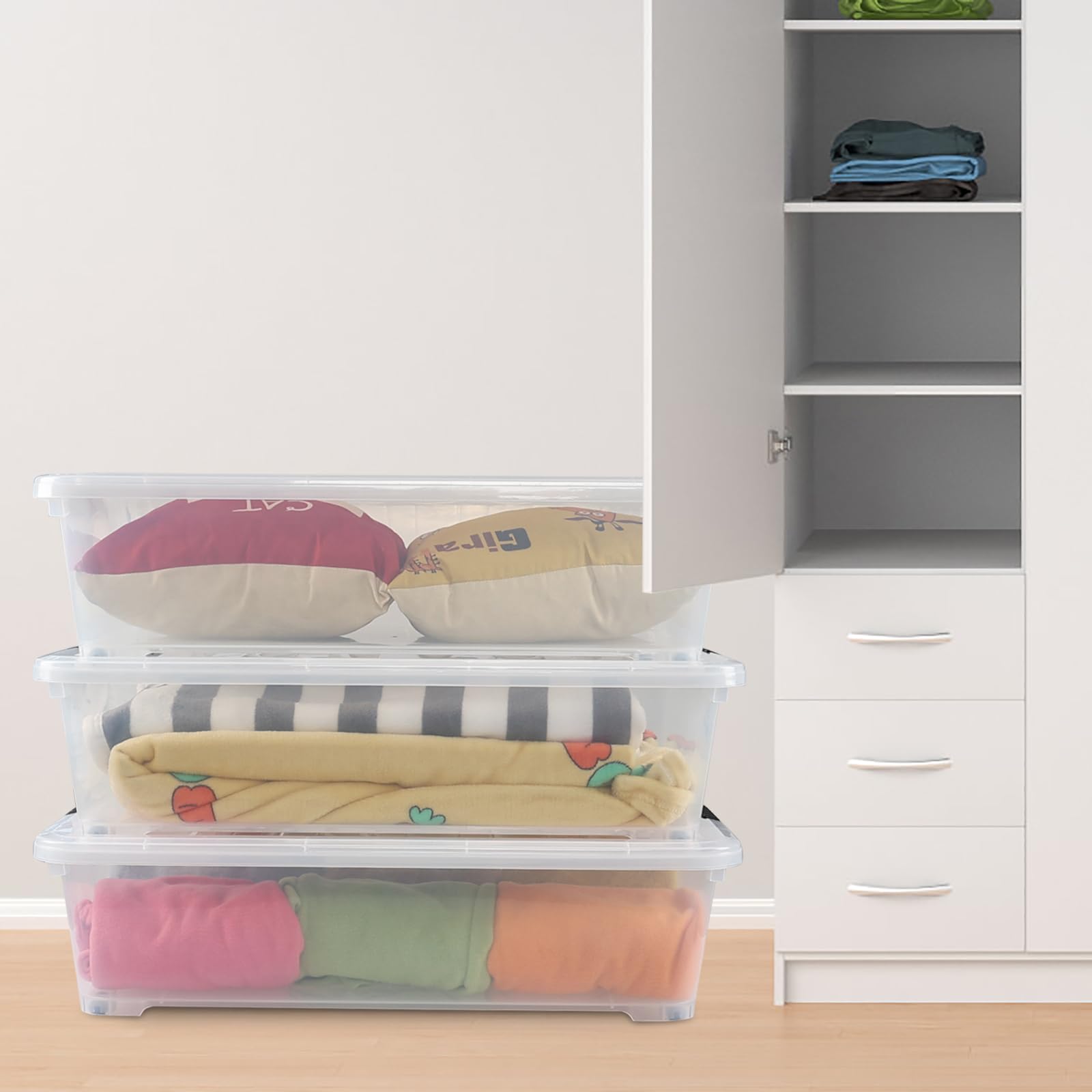 50 Quart Clear Plastic Under Bed Storage Bin with Lid (3 Count)