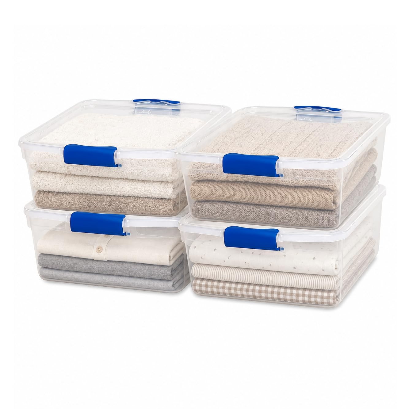 Clear Plastic Storage Bins with Latching Lid (4 Count)