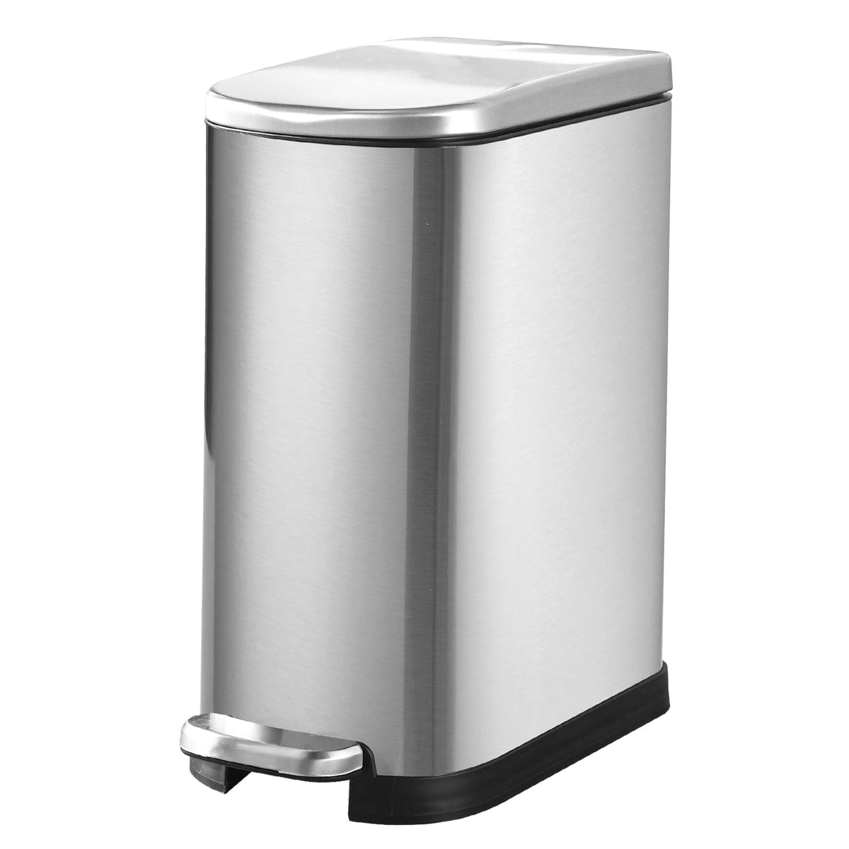 Bathroom Trash Can with Soft Close Lid 3.5 Gallon Silver