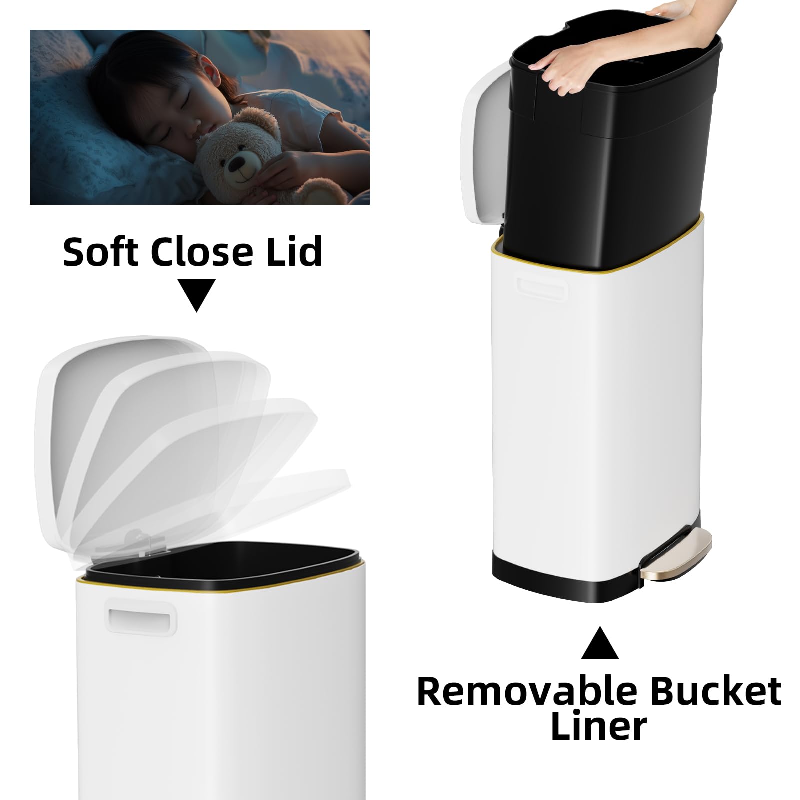 13 Gallon Trash Can with Lid