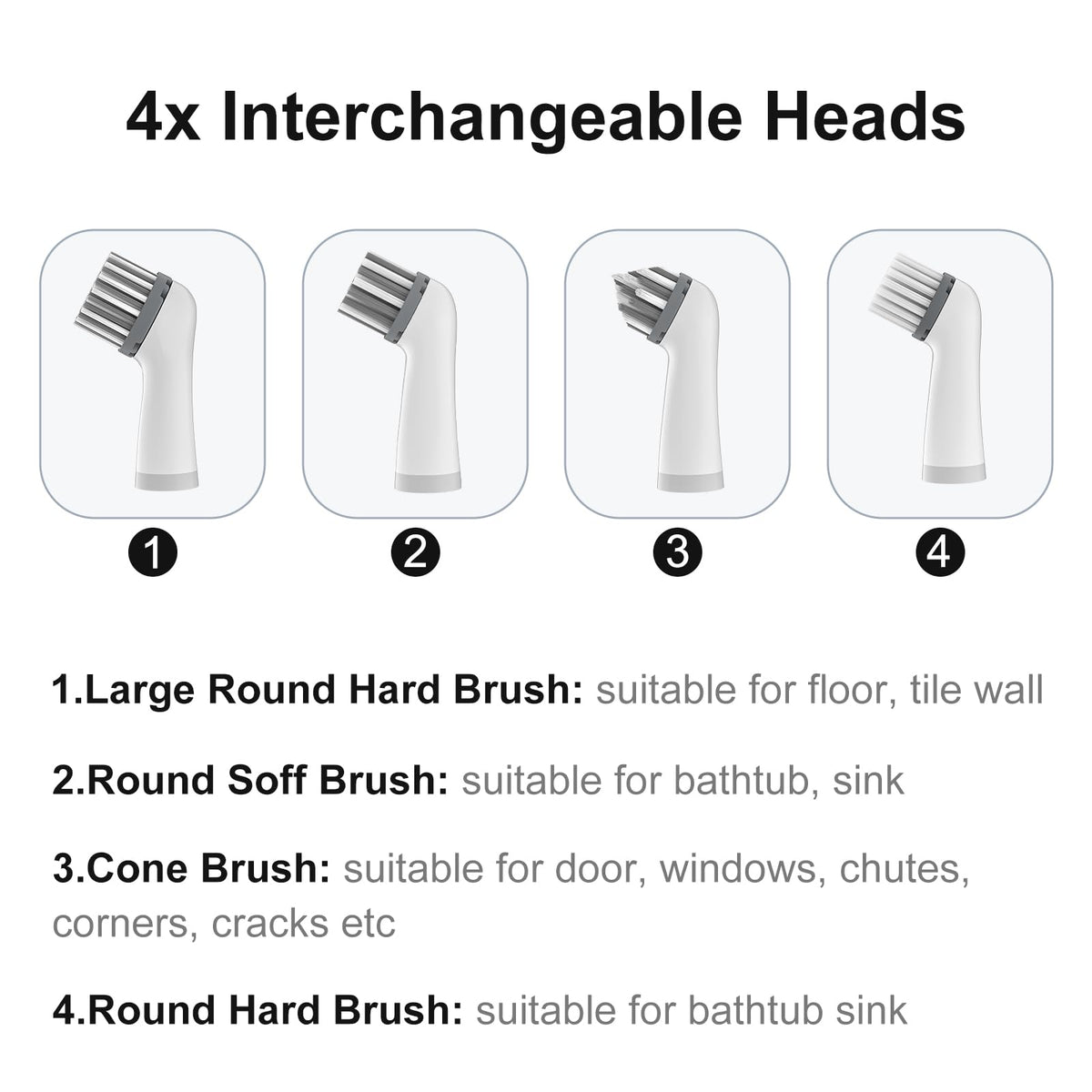 Electric Cleaning Brush with 4 in 1 Multiple Brush Heads