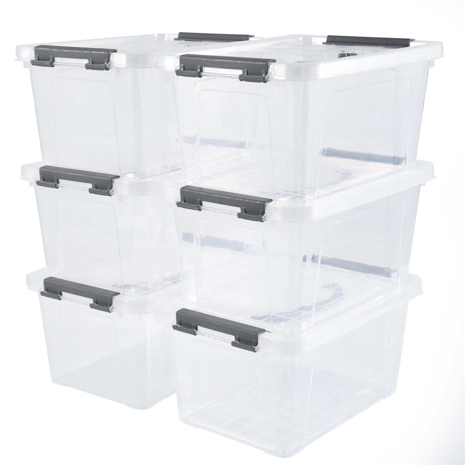 6 Quart Plastic Stackable Storage Latch Bins (6 Count)