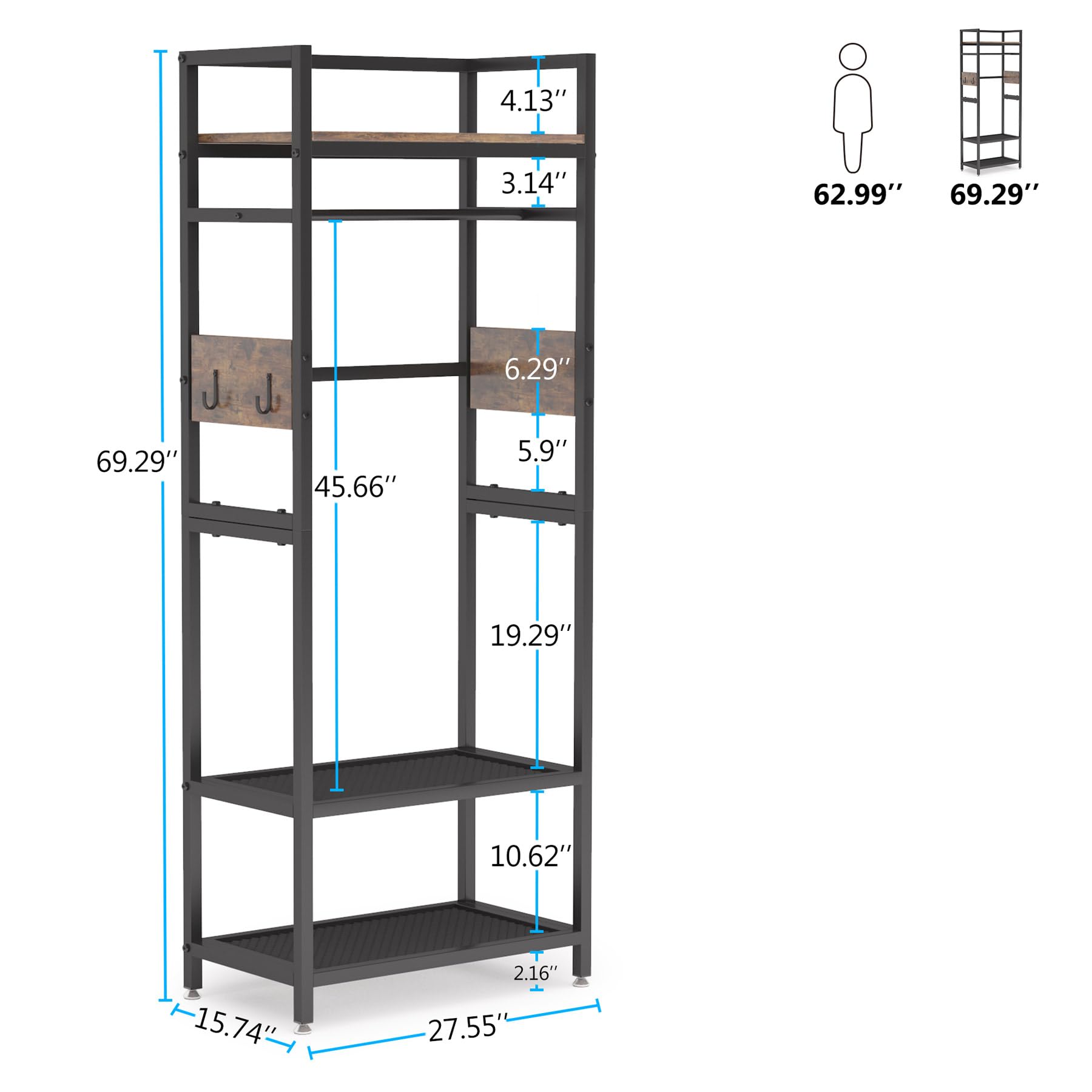 Small Heavy Duty Clothes Rack with Shelf and Hanging Rod