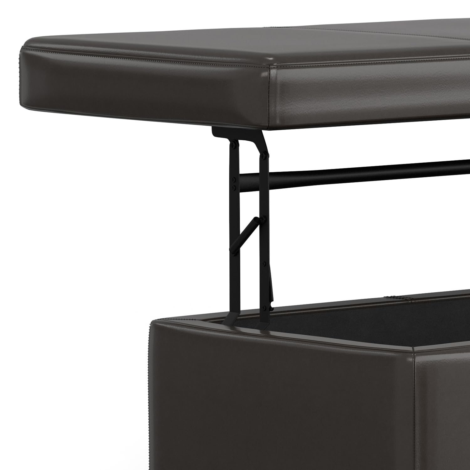 Avalon 44" Wide Vegan Leather Storage Ottoman in Tanners Brown