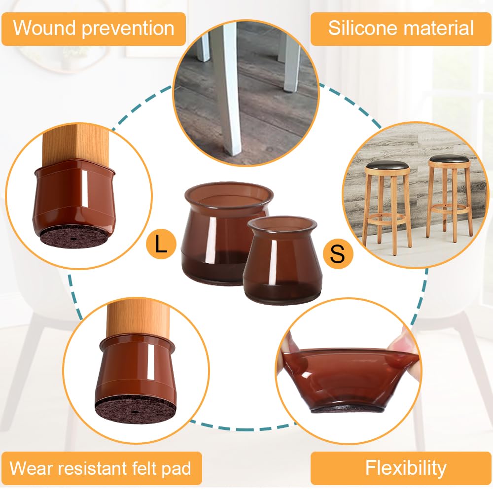 32 Pcs Chair Leg Floor Protectors for Hardwood Floors Brown Small (32 Count)