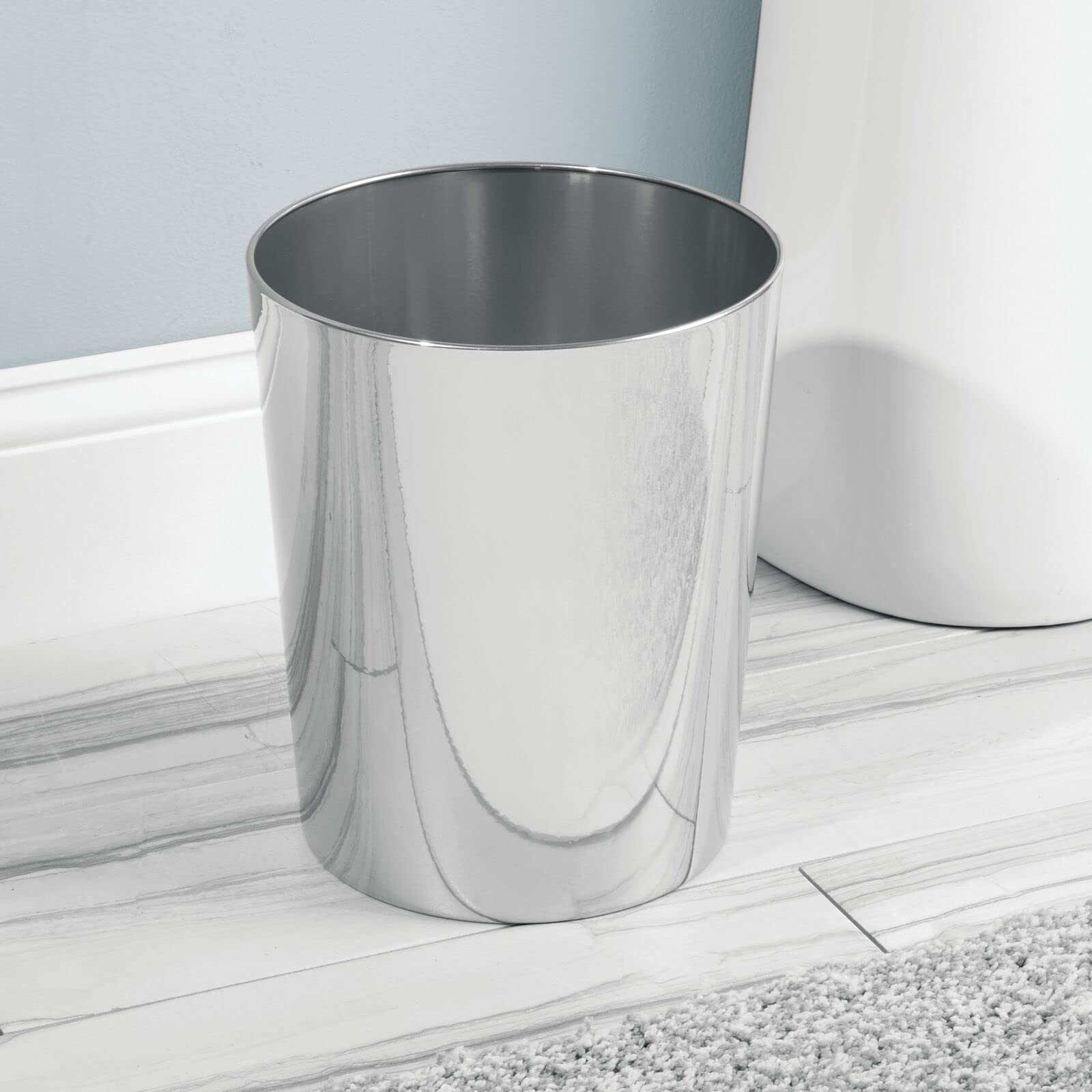 Round Metal Small 1.7 Gallon Recycle Trash Can Wastebasket