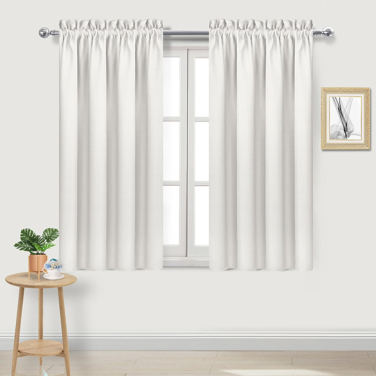 Blackout Curtains for Bedroom Living Room 38 x 54 Inch Long Ivory (2 Count)