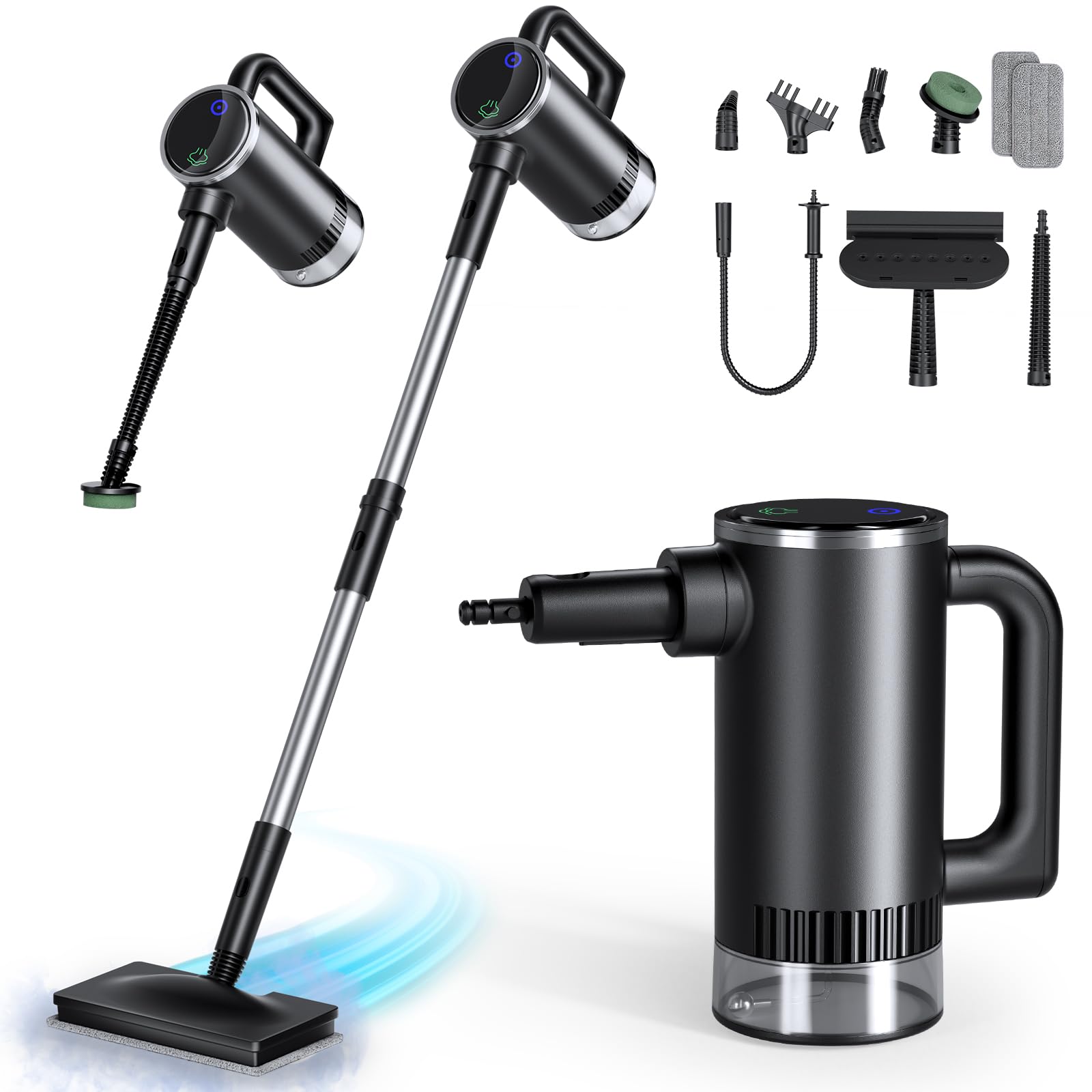 11-in-1 Steam Mop, Detachable Handheld Steam Cleaner with 3-Level Steam