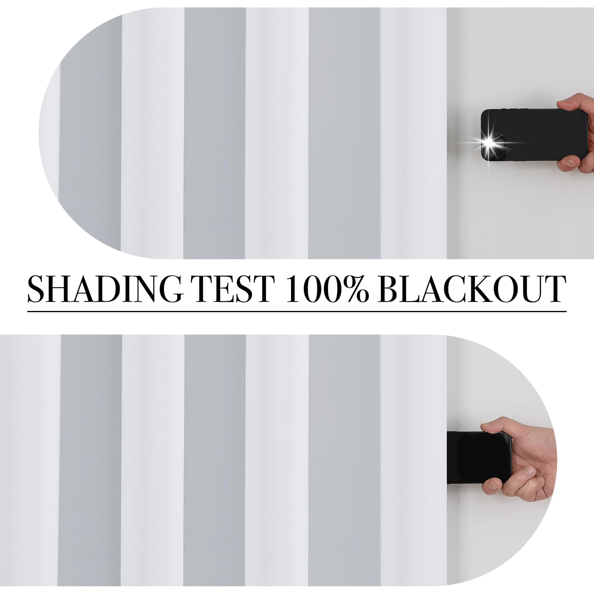 White Total Blackout Curtains 84 inch Length 2 Panels Set