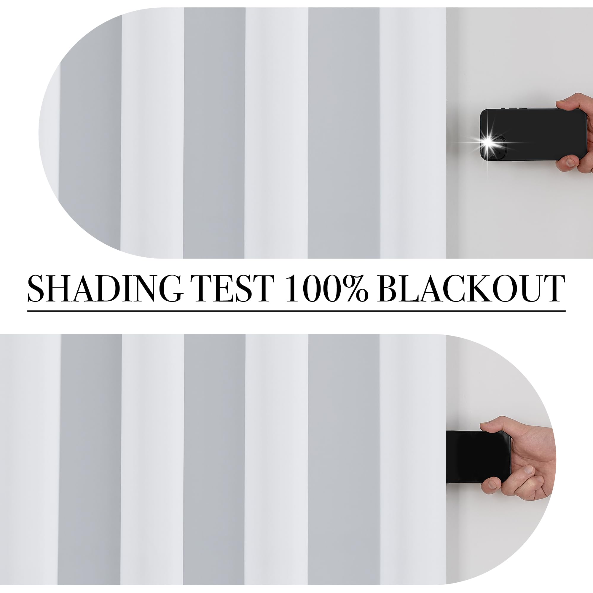White Total Blackout Curtains 84 inch Length 2 Panels Set