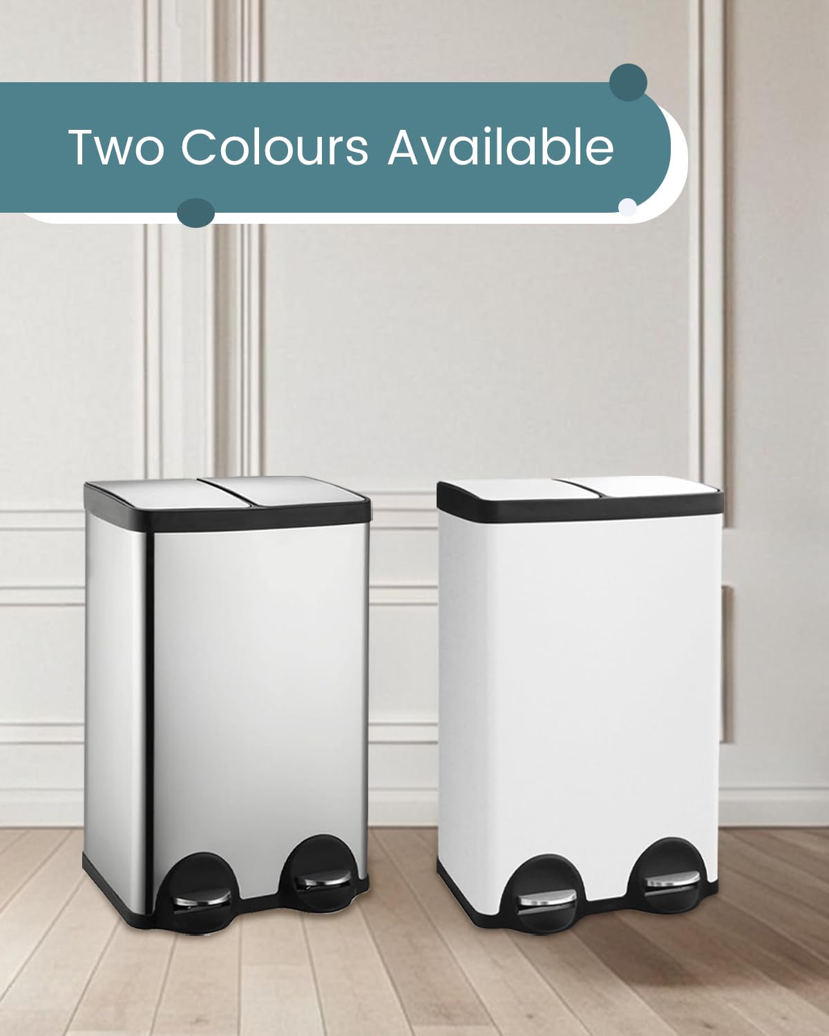 Kitchen Trash Can Dual Compartments