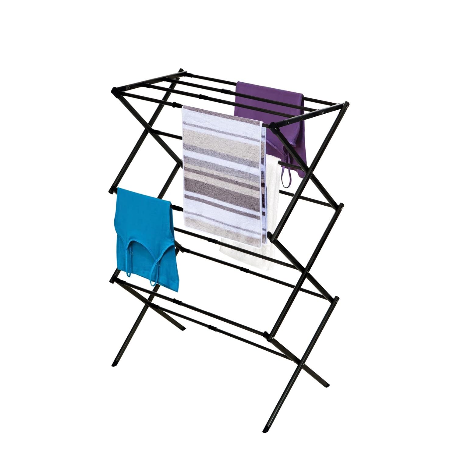 3 Tier Expandable Collapsing Foldable Laundry Rack for Air Drying Clothing