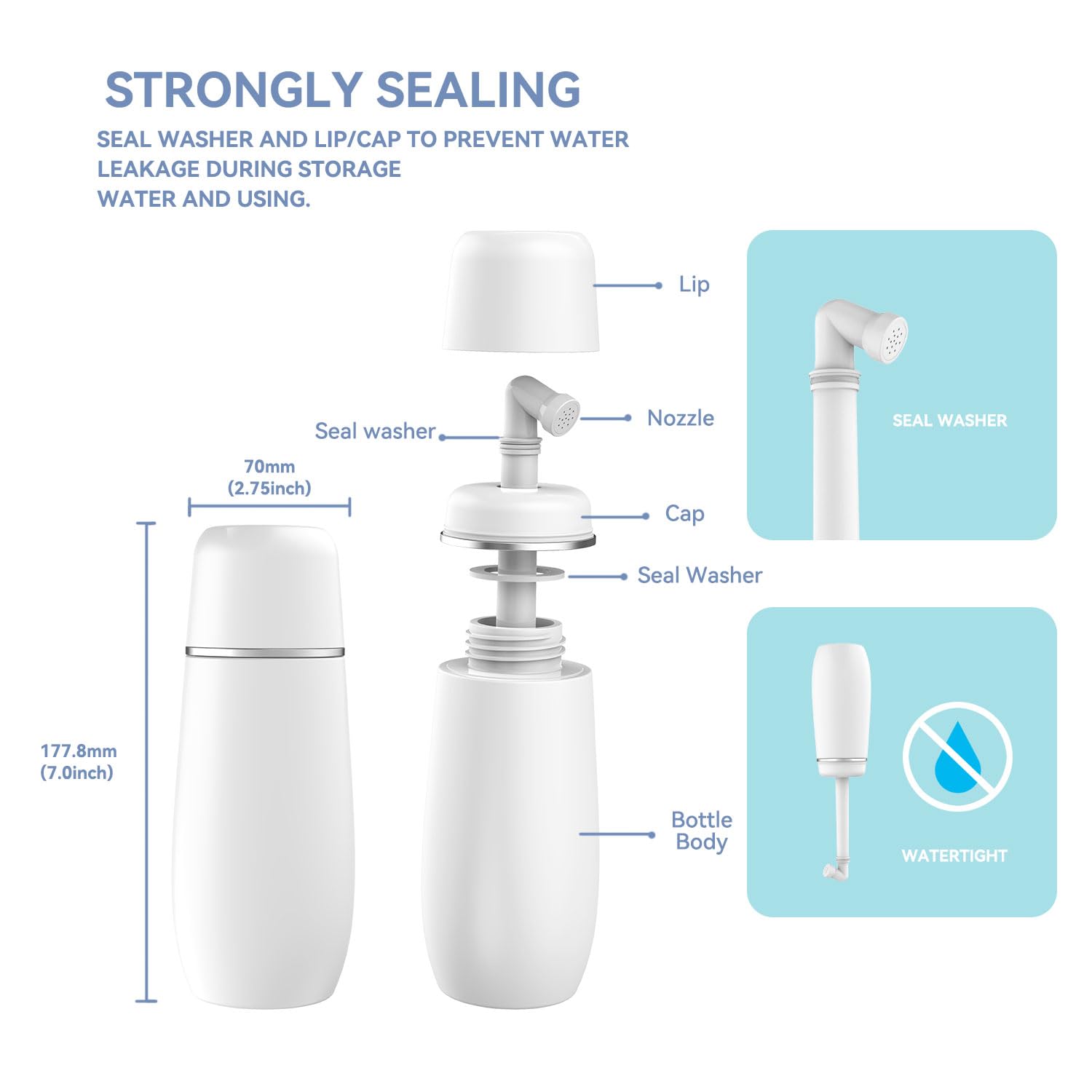 Portable Bidet for Travel Friendly Handheld Personal Peri Bottle 400ml Convenient Leakproof Design Personal Hygiene Cleaning (4.96 Ounce)