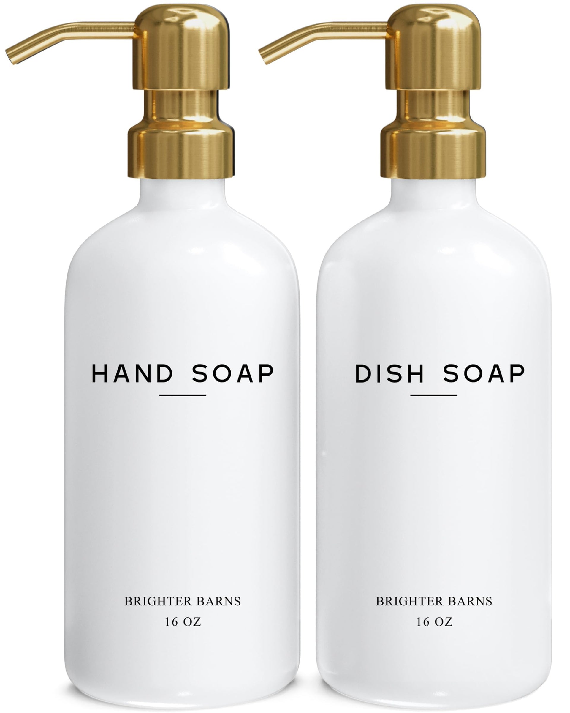 Luxury Glass Hand and Dish Soap Dispenser Set by Brighter Barns (2 Count)