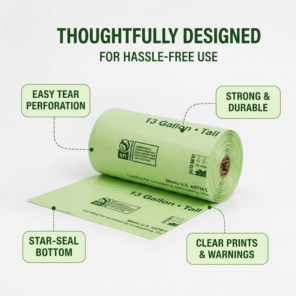 13 Gallon Compostable Trash Bags (50 Count)