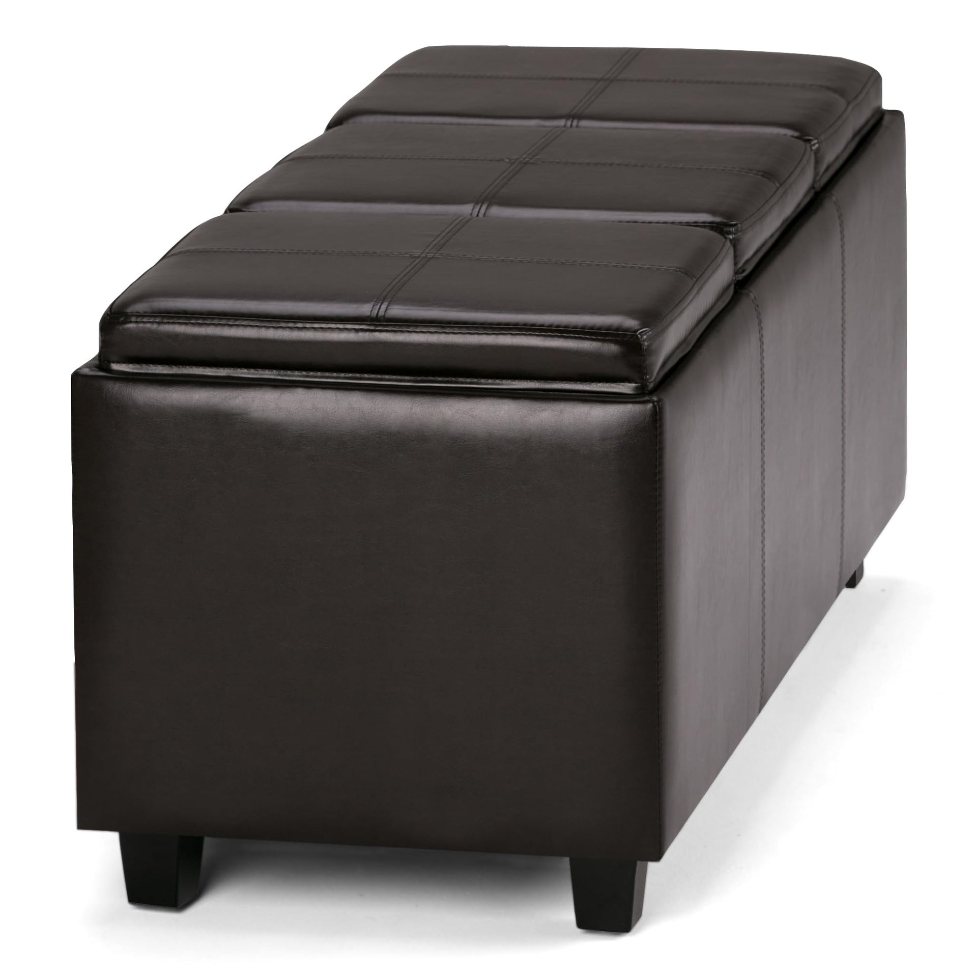 Avalon 48" Wide Vegan Leather Storage Ottoman in Grey