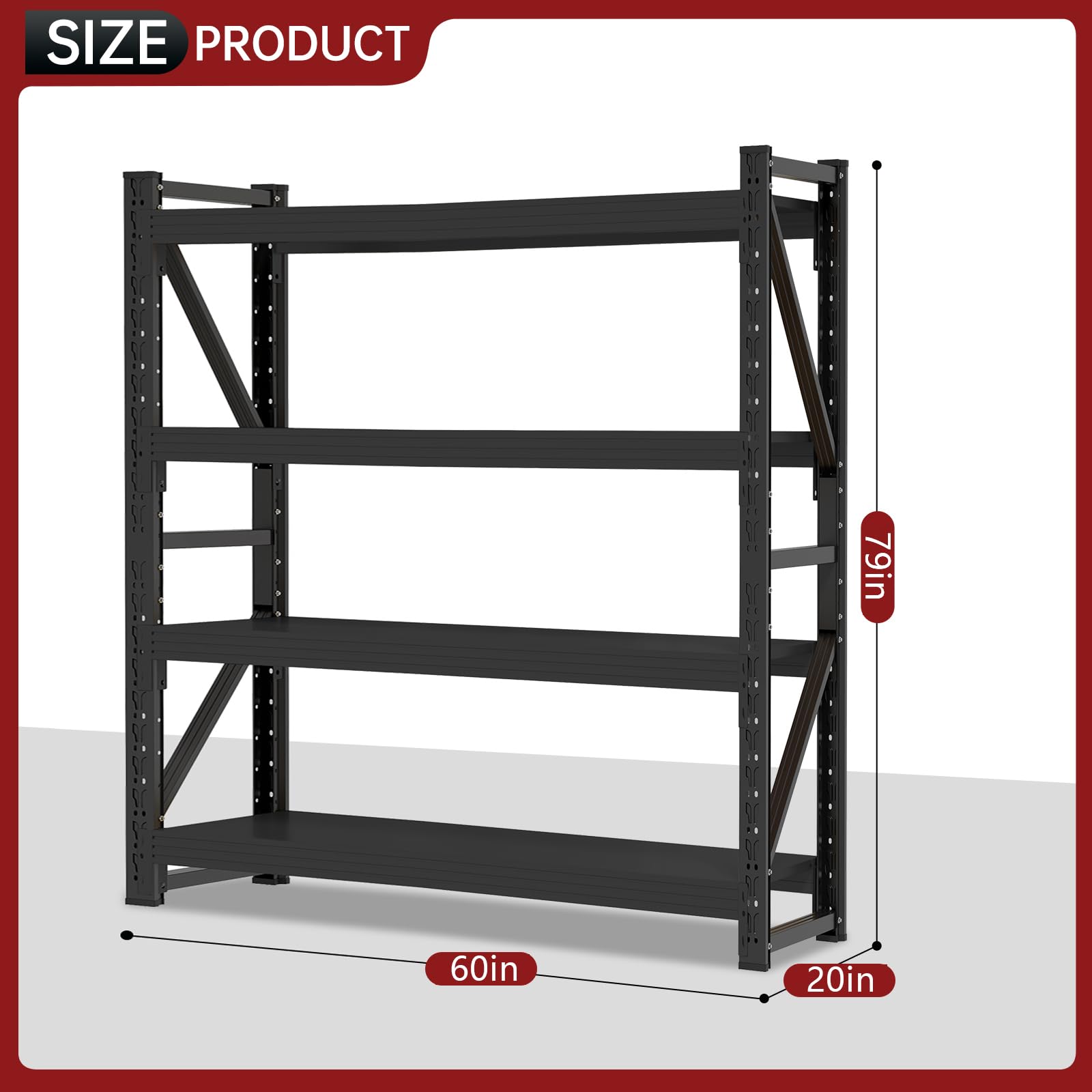60" W x 20" D x 79" H Storage Shelves Heavy Duty (4 Count)
