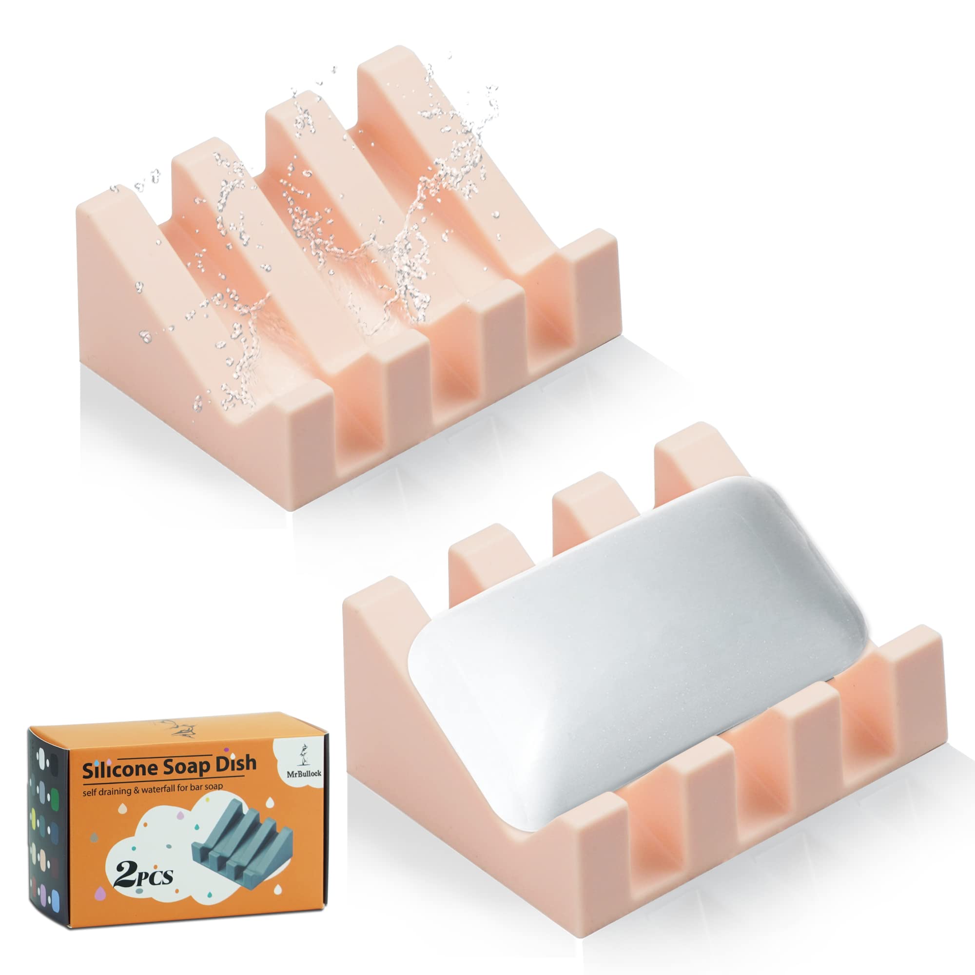 Silicone Soap Dish Self Draining for Shower & Kitchen (2 Count)