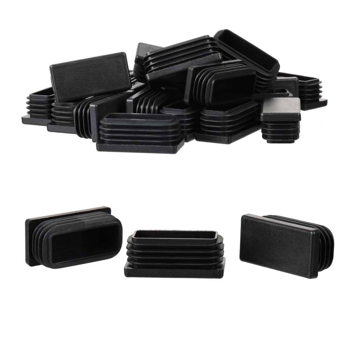 1" X 2" Rectangle Plastic Plugs Tubing End Caps Chair End Cap 1 X 2 Inch Outside Rectangle Tubing Caps Furniture Sliders Glides Black (24 Count)