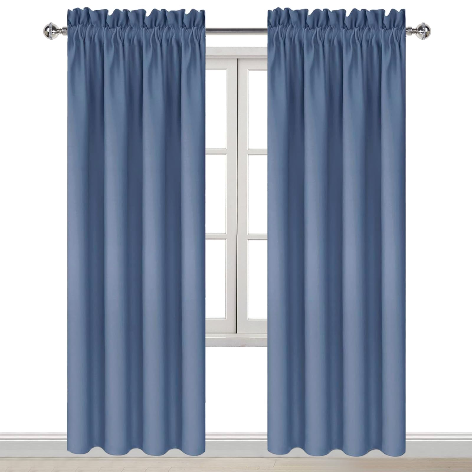 Blackout Curtains for Bedroom 38 x 84 Inch Long Dusty Blue 2 Panels (2 Count)