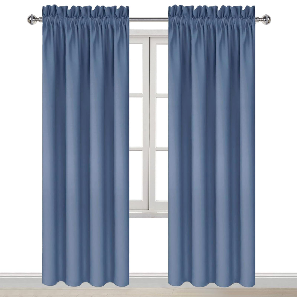 Blackout Curtains for Bedroom 42 x 84 Inch Long Dusty Blue 2 Panels (2 Count)