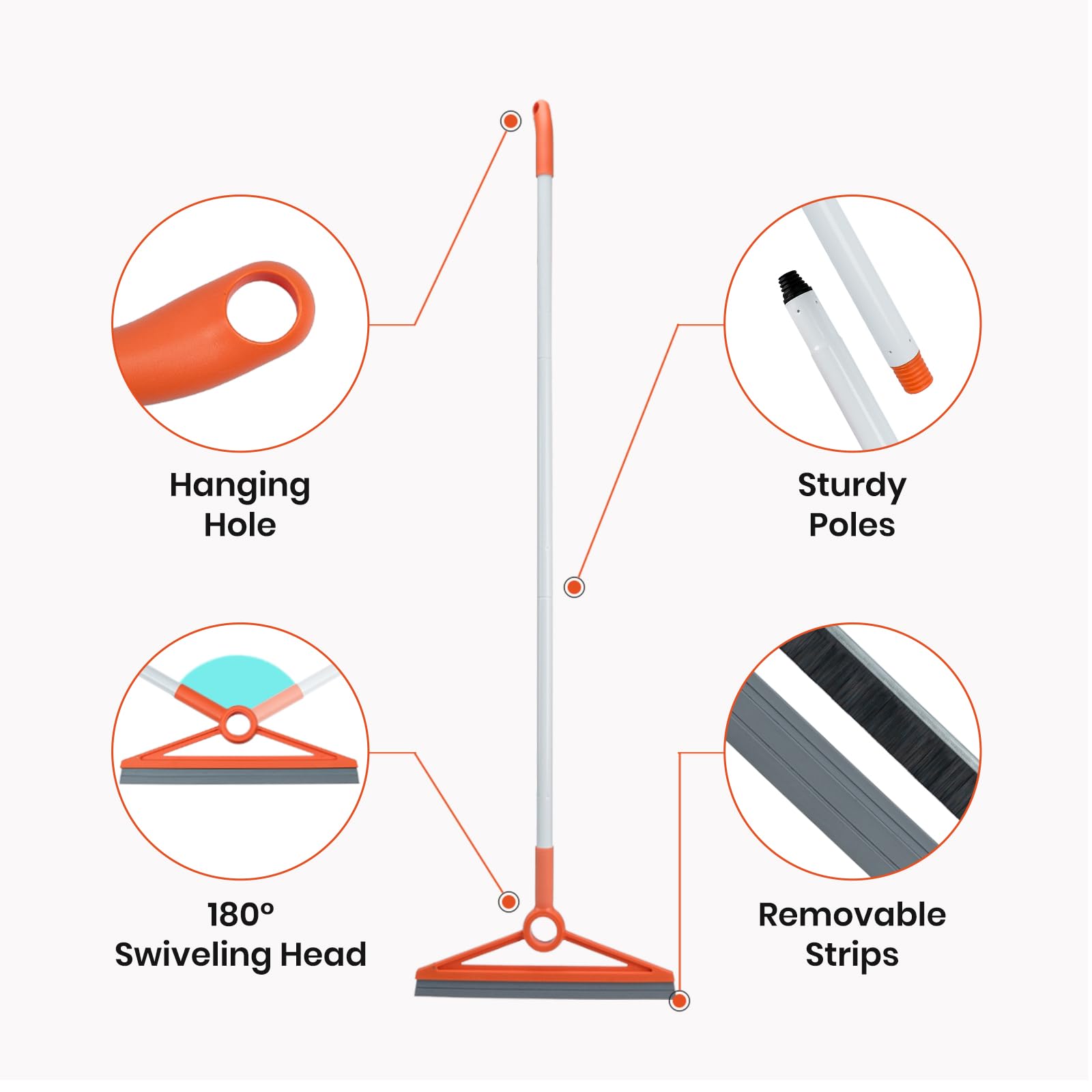 Air Broom with Removable Rubber Strip and Broom Bristle
