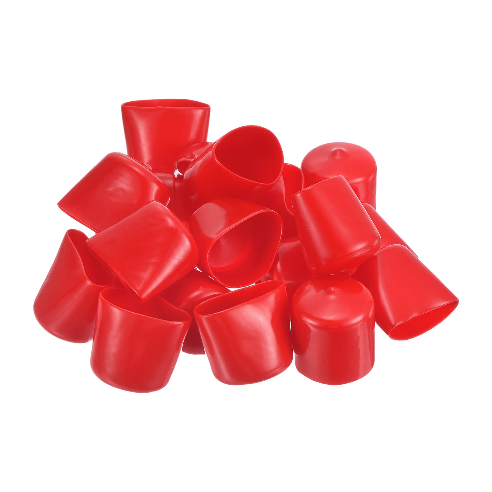 20pcs Rubber End Caps 29mm ID Vinyl Round Tube Bolt Cap Cover Thread Protectors Red
