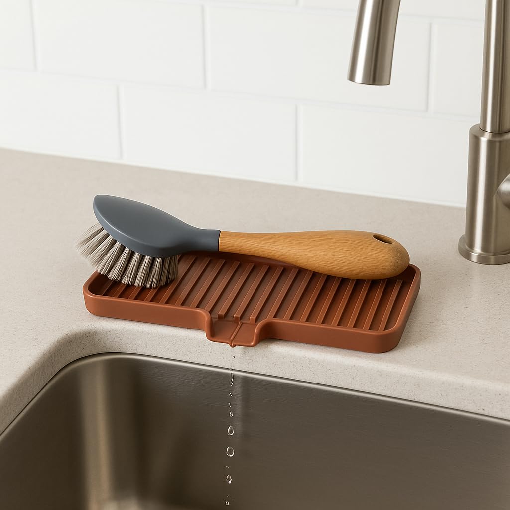 Silicone Soap Dish Tray and Sponge Holder with Drain Chute