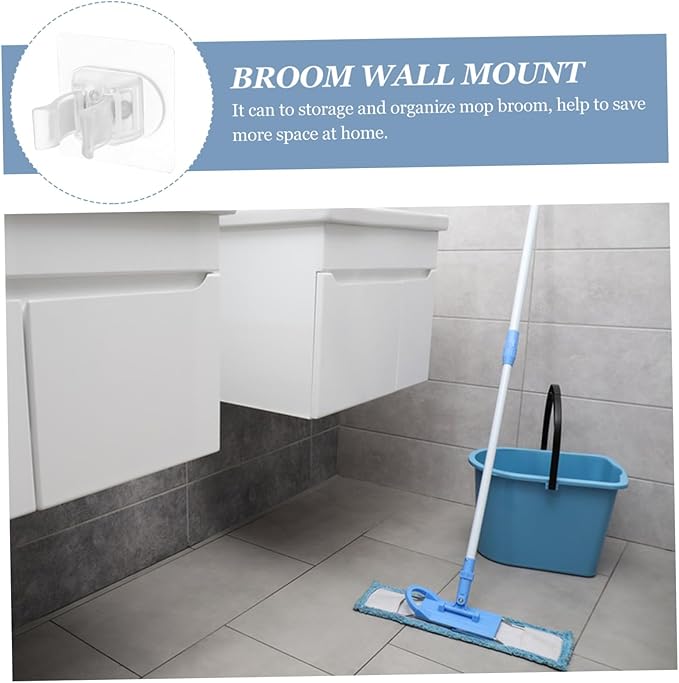 Mop and Broom Wall Mount Holder Easy Install Broom Organizer Modern and Mop Storage Solution