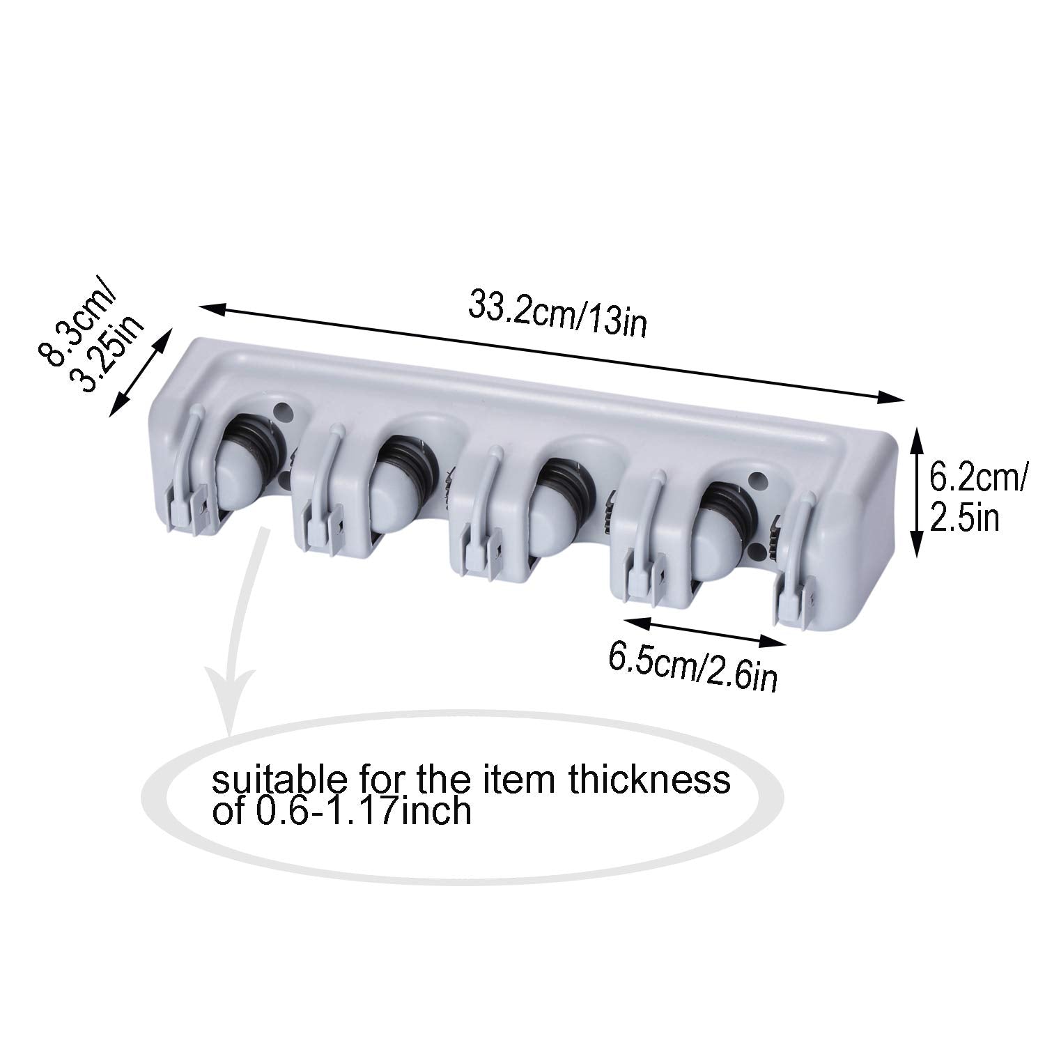 Mop and Broom Holders Sturdy Wall Mounted Broom Gripper Holds up to 9 Tools