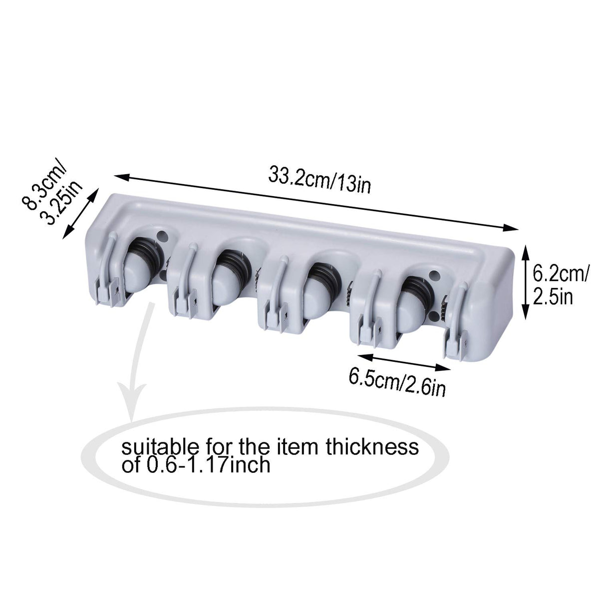 Mop and Broom Holders Sturdy Wall Mounted Broom Gripper Holds up to 9 Tools