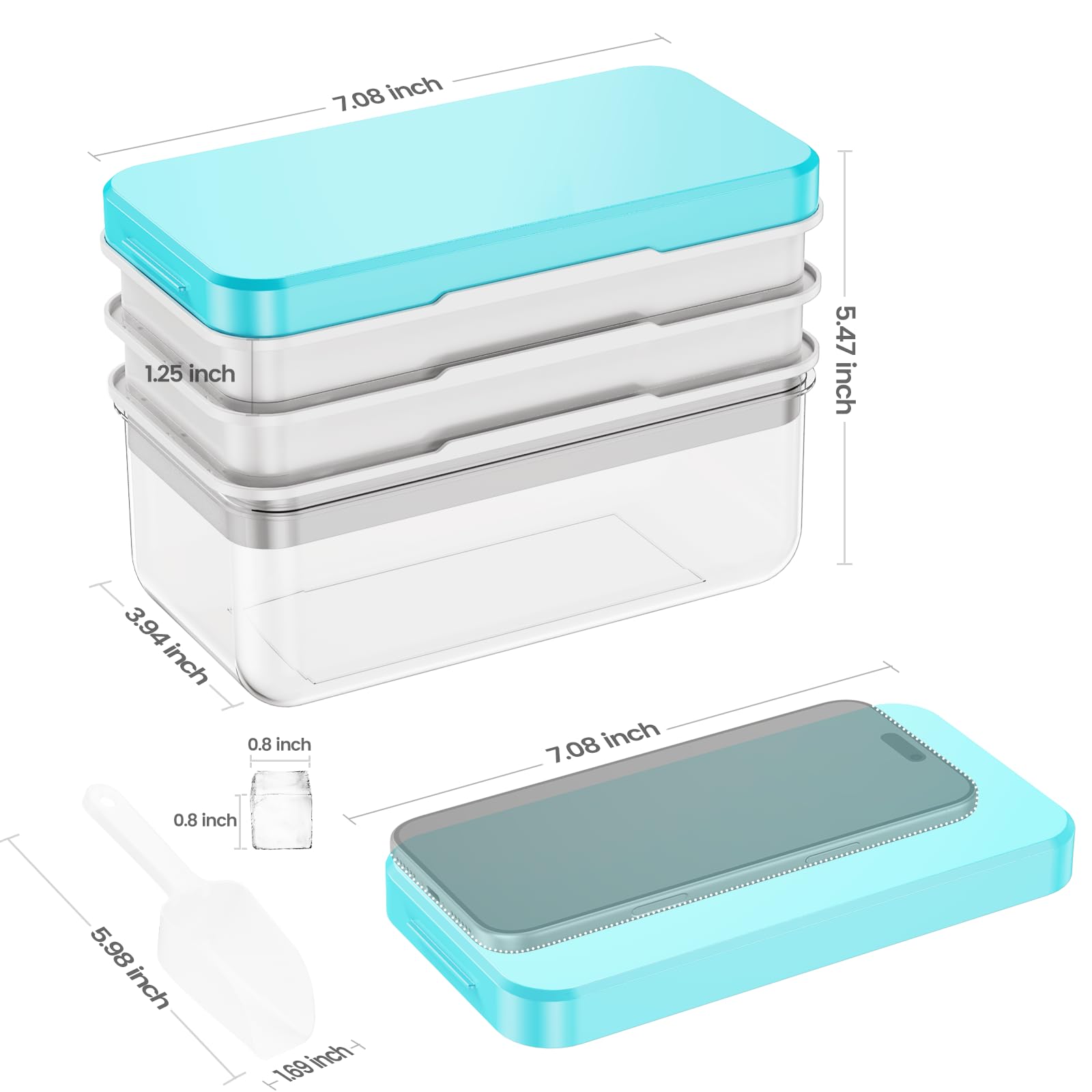 Ice Cube Tray with Lid and Bin