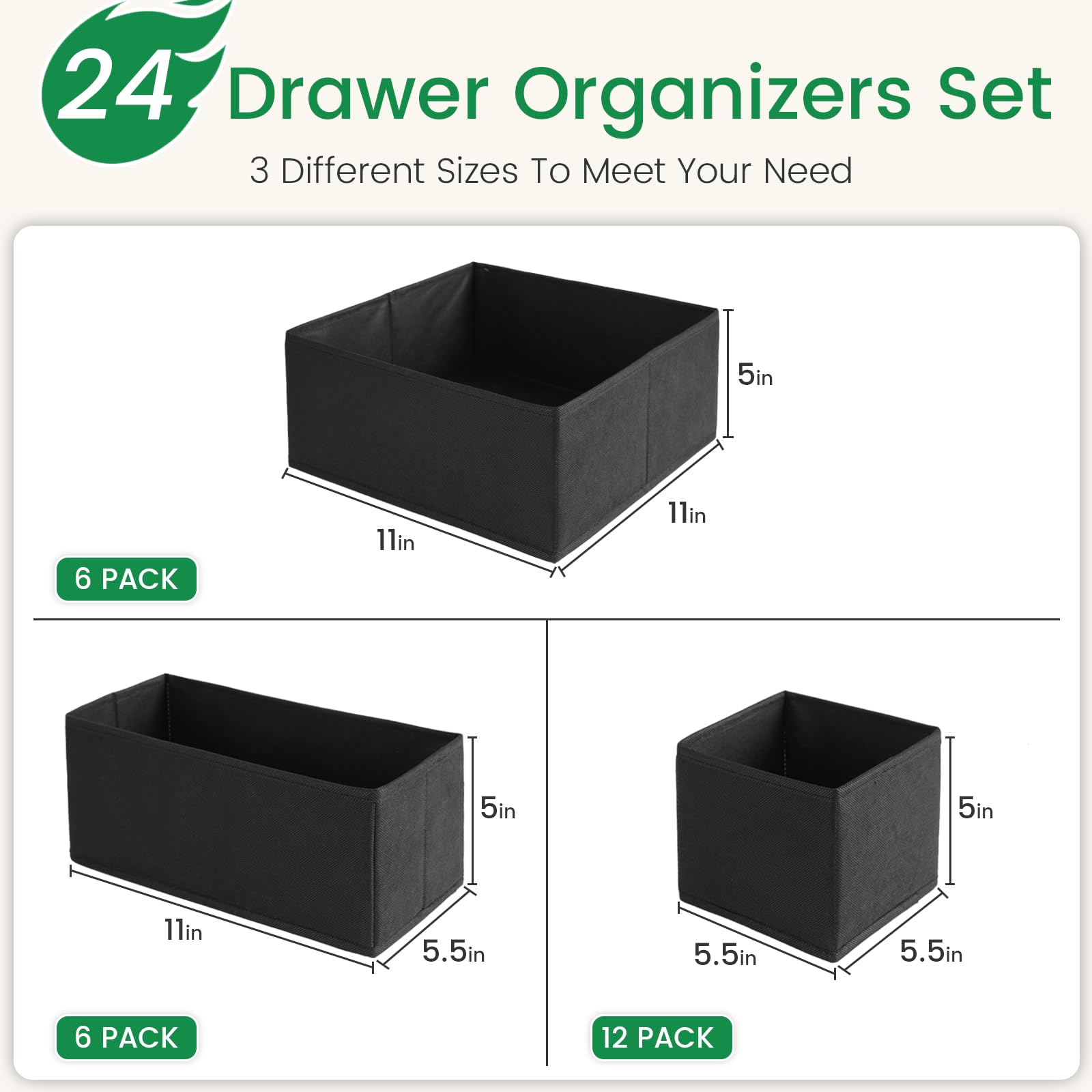 Drawer Organizer Clothes (24 Count)