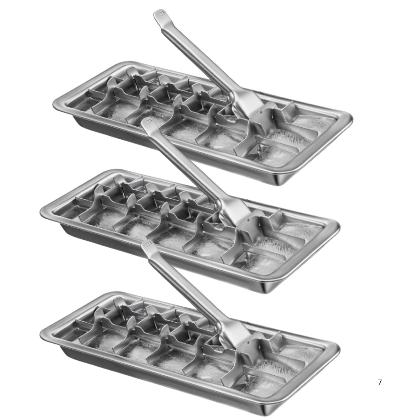 3 Pack Stainless Steel Ice Cube Trays (3 Count)