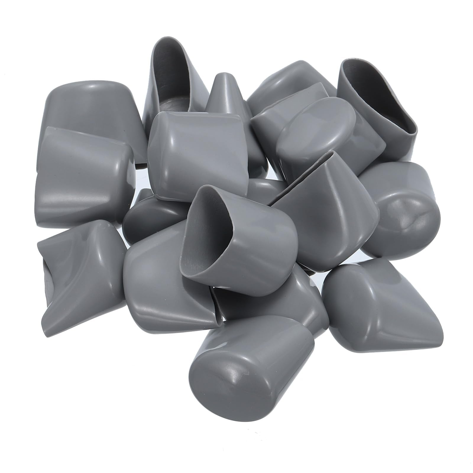 20pcs Rubber End Caps 30mm ID Vinyl PVC Round Tube Bolt Cap Cover Screw Thread Protectors Grey