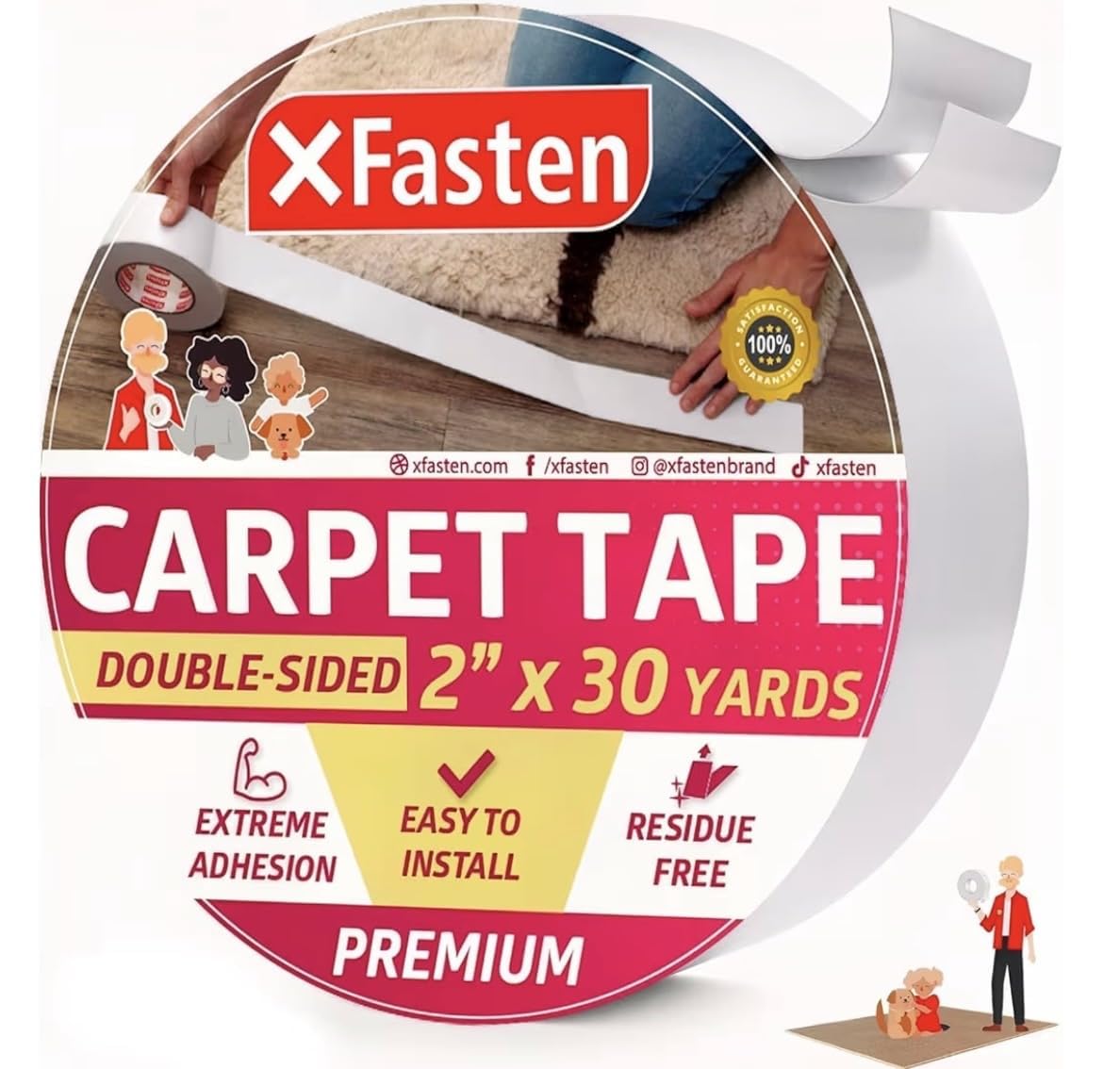 Double Sided Carpet Tape for Area Rugs (90 Foot)