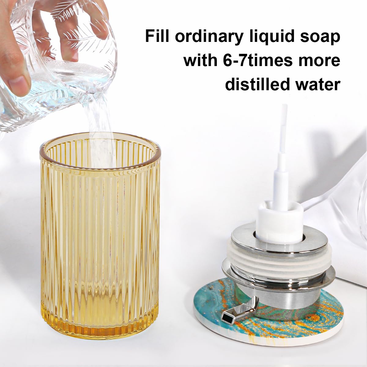 Foaming Soap Dispenser Bathroom Amber Glass Foam Hand Soap Dispenser