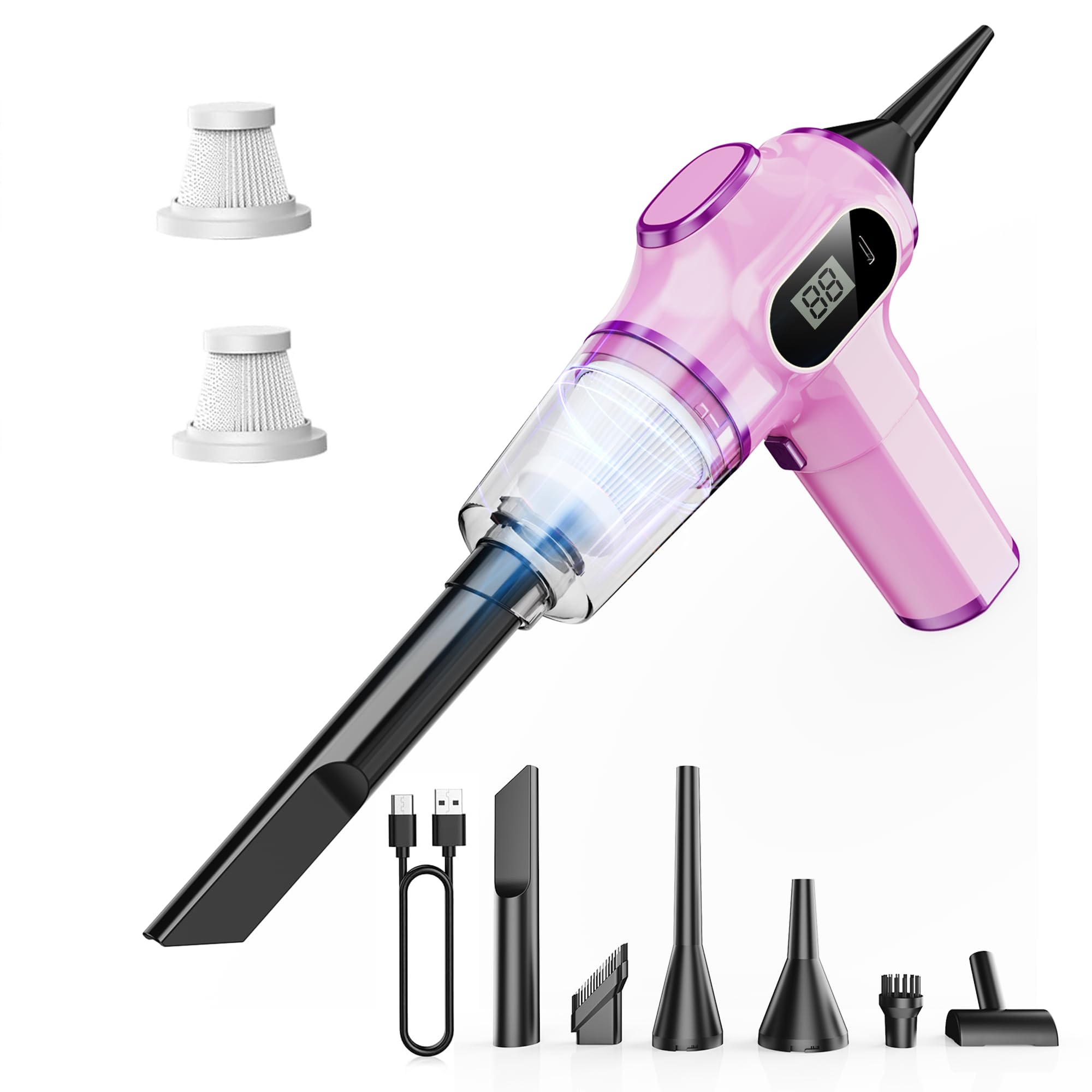 Women Friendly Cordless Pink Car Vacuum Cleaner