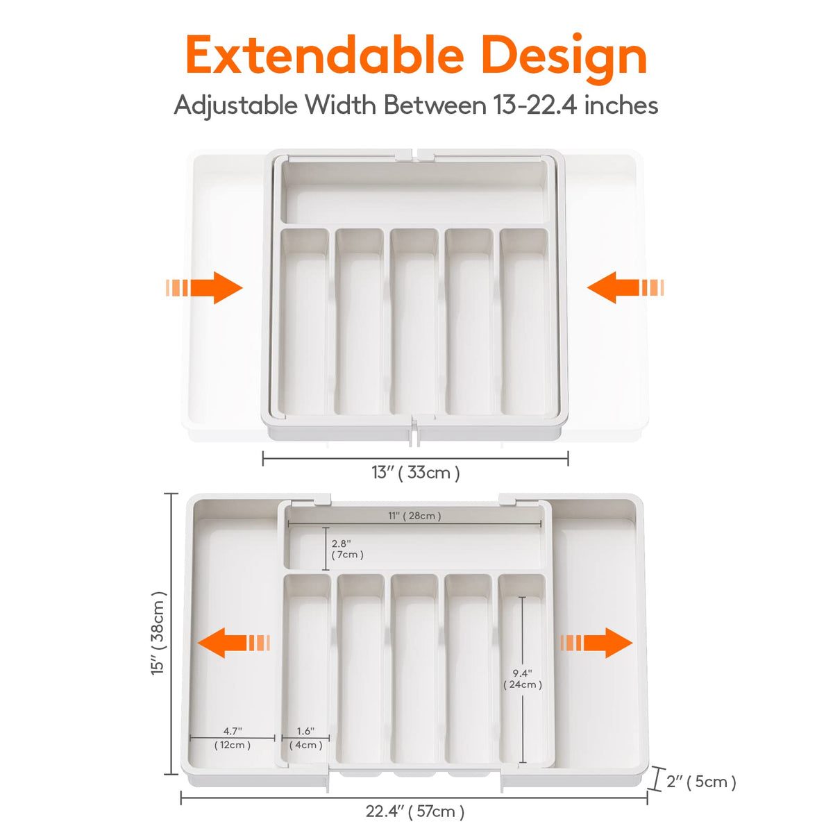 Extra Large Silverware Drawer Organizer