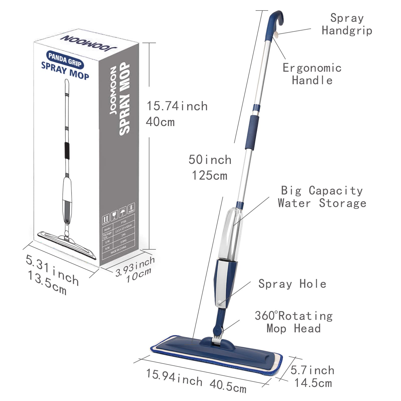 Wet Spray Mop for Floor Cleaning with 14 oz Bottle & 3 Microfiber Pads