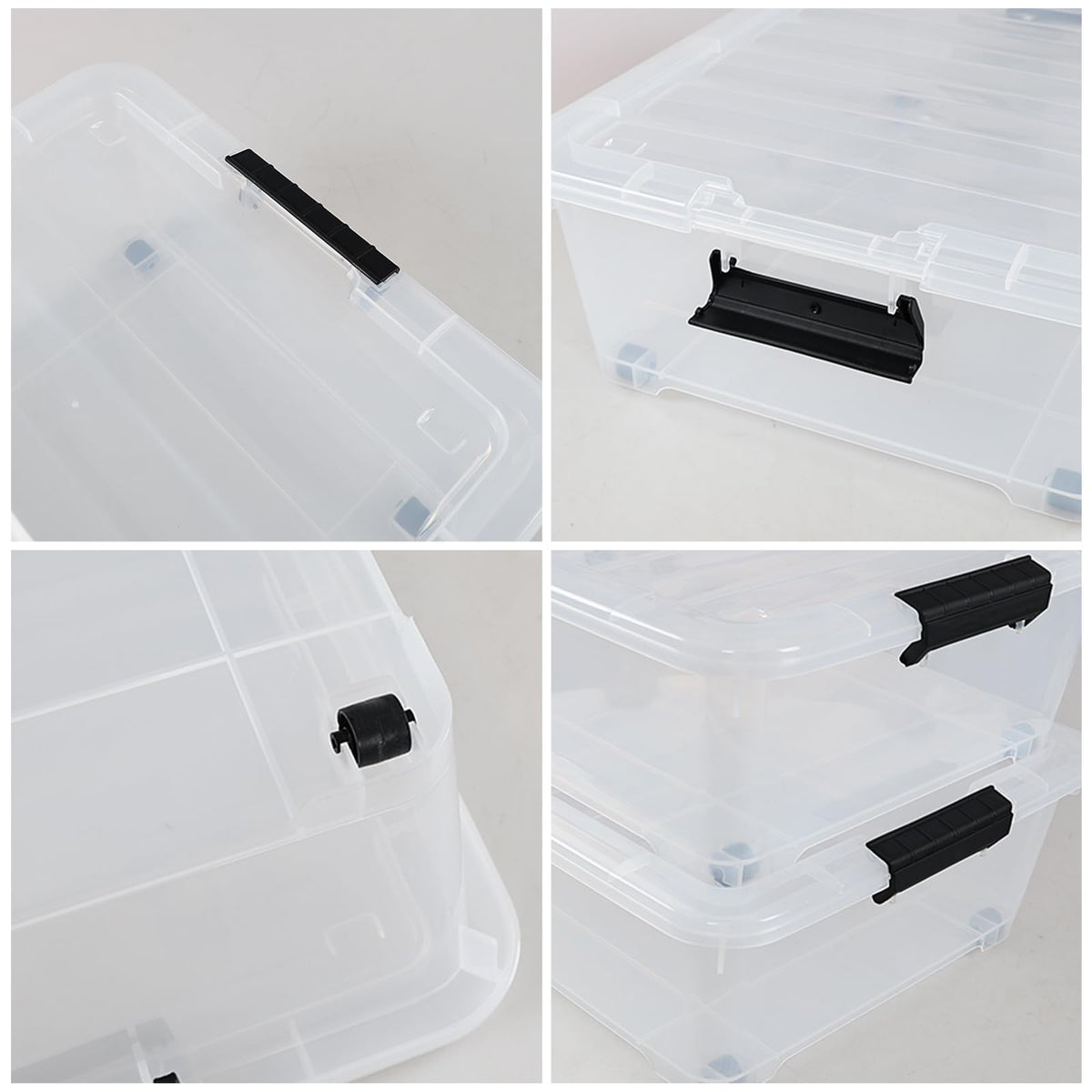 4 Pack 25 Quart Clear Under Bed Plastic Storage Bins with Wheels (4 Count)