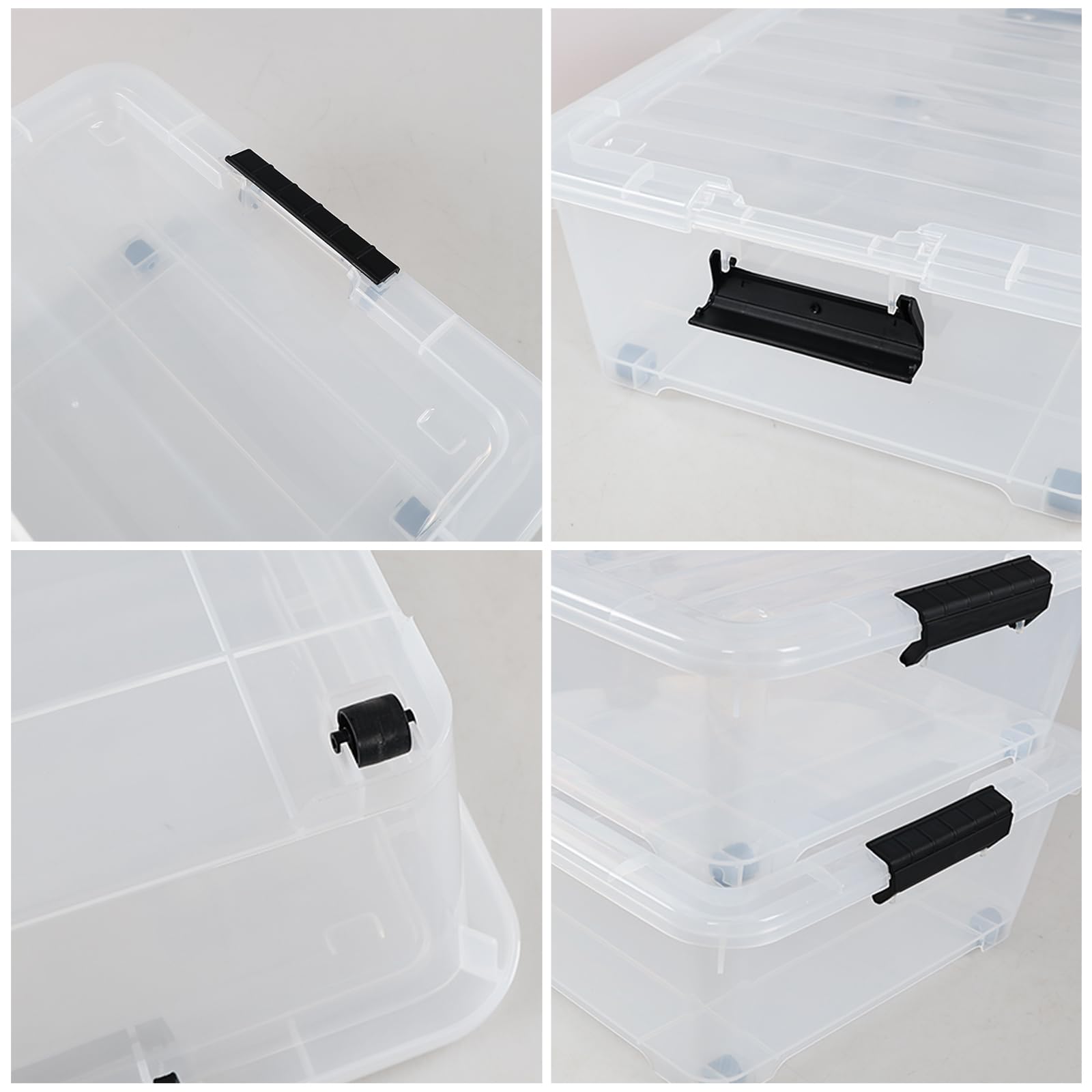 4 Pack 25 Quart Clear Under Bed Plastic Storage Bins with Wheels (4 Count)