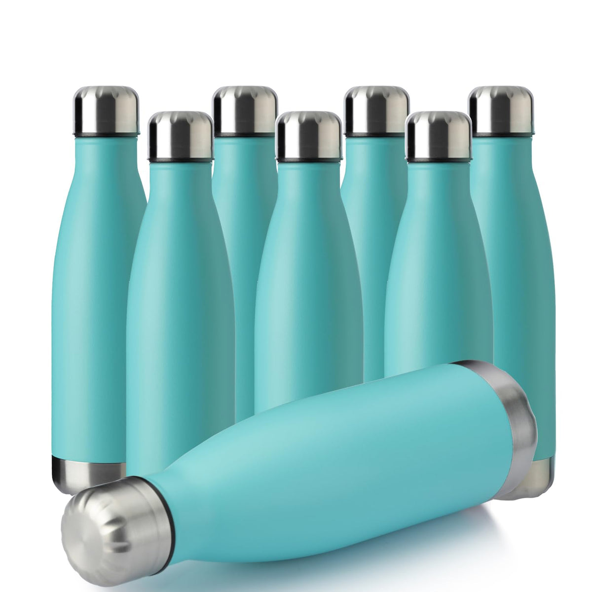 17oz Sport Water Bottle 8 Pack Vacuum Insulated Stainless Steel Leak (8 Count)